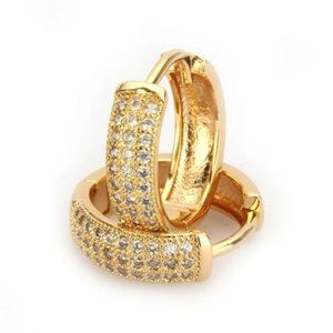 14K Cubic Zirconia Round Huggie Hoops